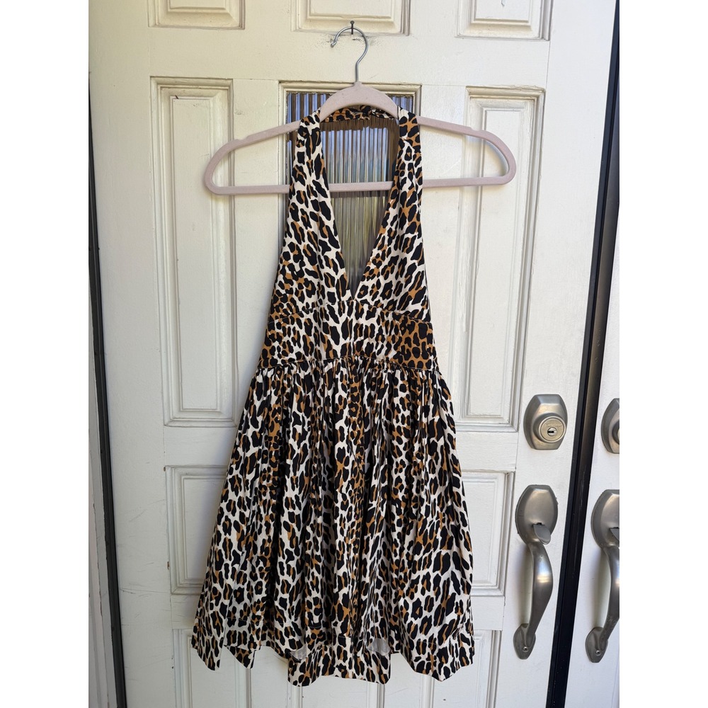 Rockabilly Baby Candice Gwinn Leopard Print Halter Dress Pinup Retro Size 11/12